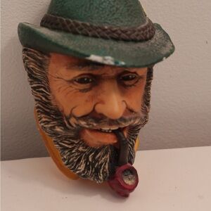 Rustic home unique gift Bosson Head  Green and Brown Bearded Man Wall Decor